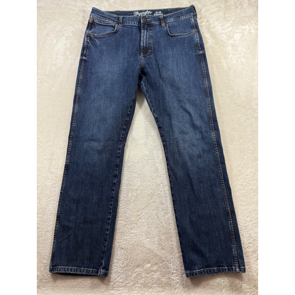 Wrangler Mens Retro Slim Straight Blue Denim Jeans 36x32 Meas: 35x31